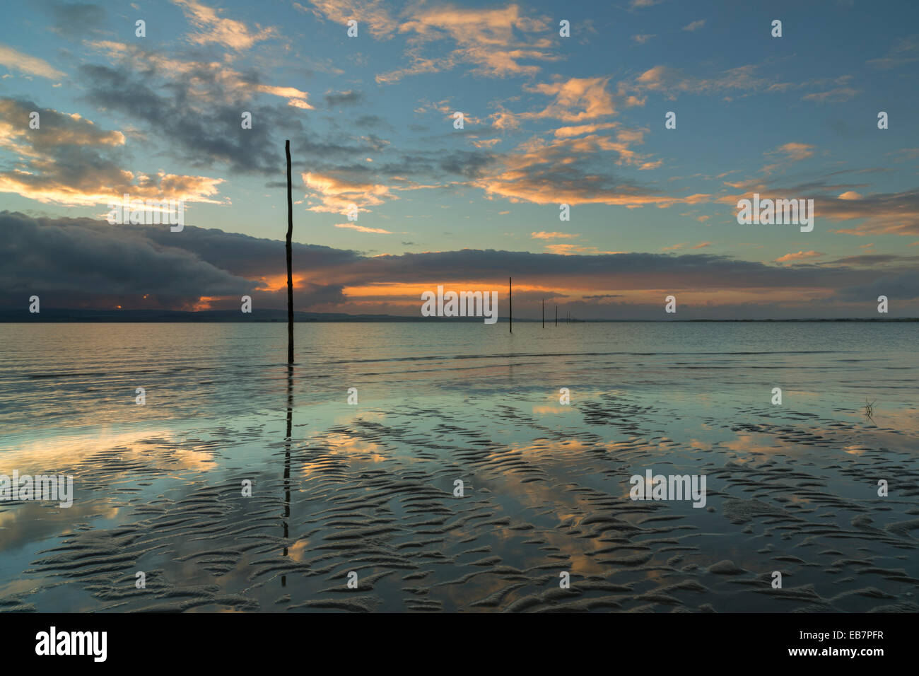 The Pilgrims Causeway leading to Holy Island from the Northumberland
