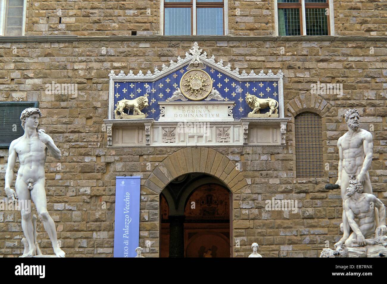 Florence (Italy). Sculptures of Michelangelo's David and Hercules by