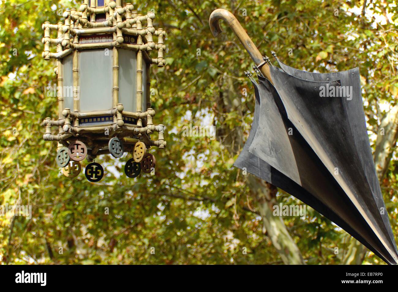 Barcelona (Spain). Detail of the Umbrella House in Barcelona Stock