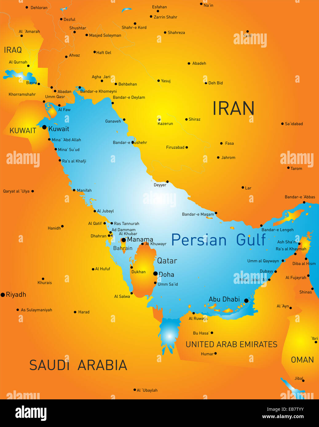 Persian Gulf Map Stock Photos & Persian Gulf Map Stock Images Alamy