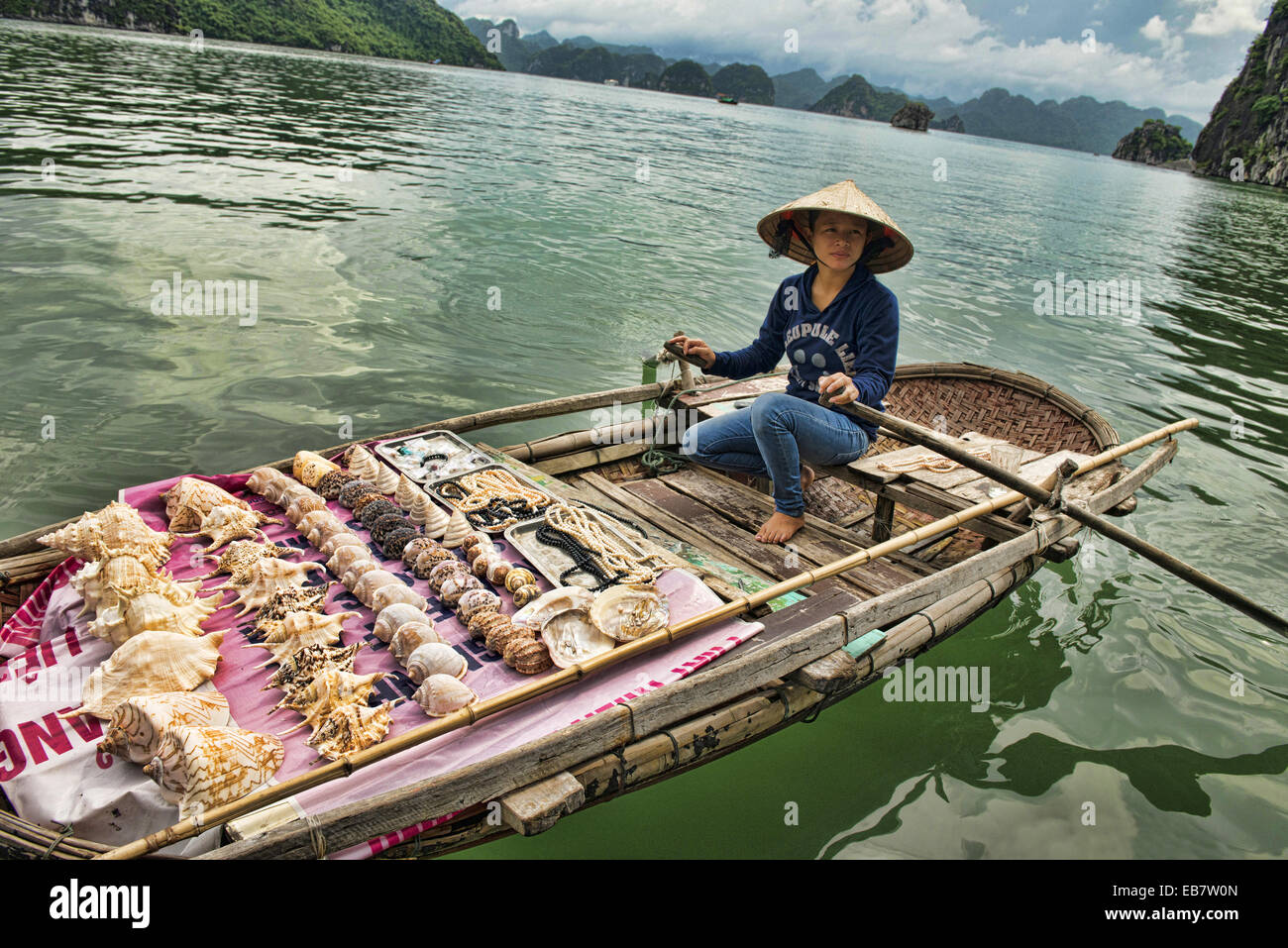 Boat vendor in Halong Bay, Vietnam Stock Photo Alamy