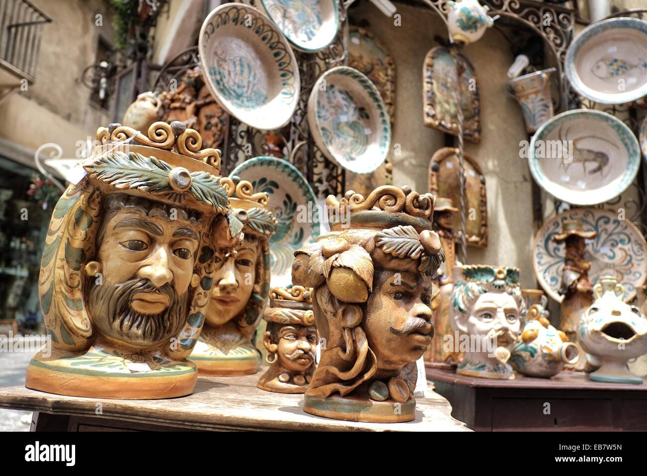 Ceramics shop in Taormina, Sicily, Italy Stock Photo Alamy
