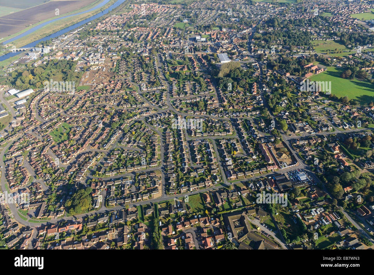 An aerial view of the Norfolk town of Downham Market and surrounding