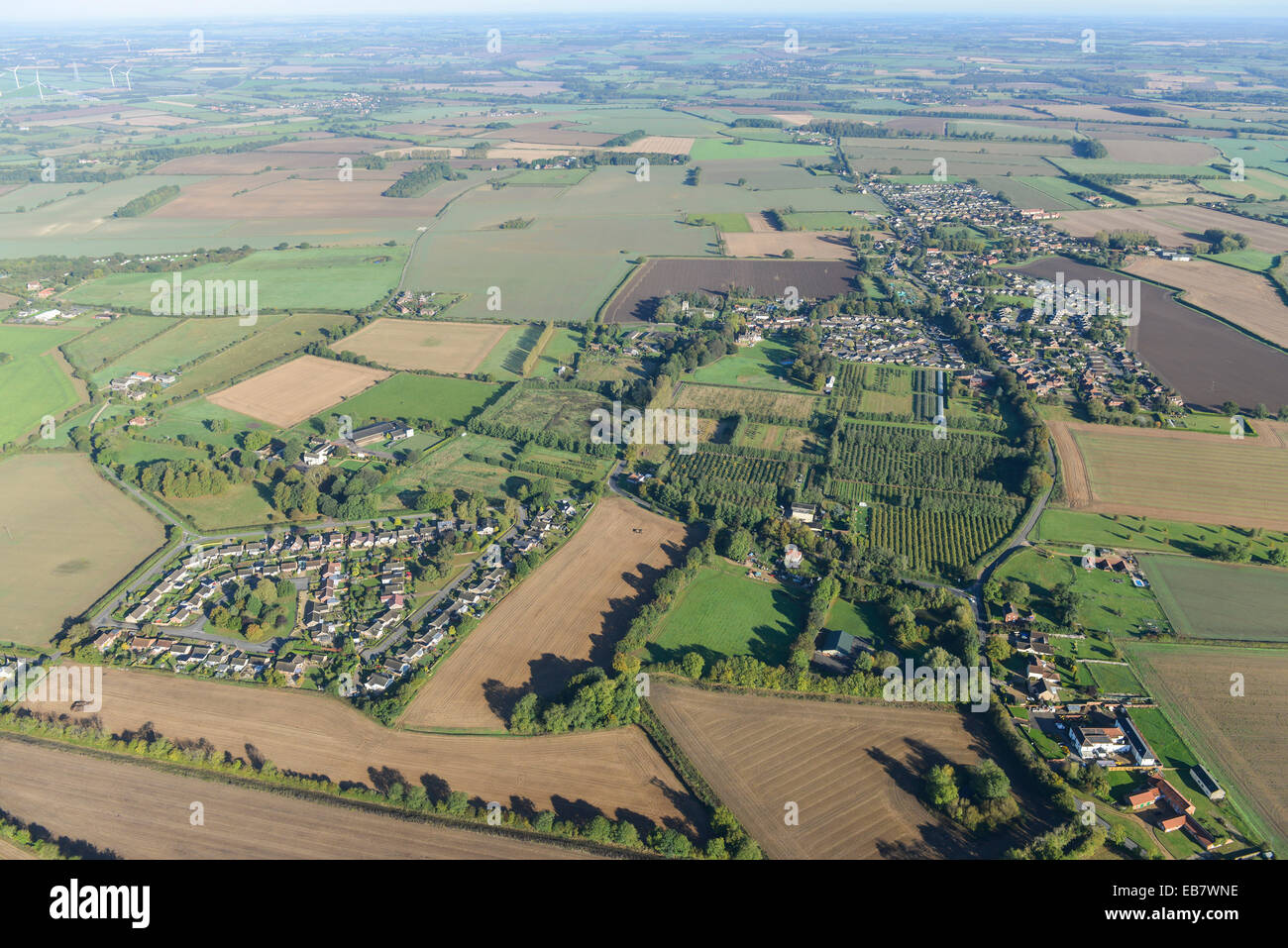 An aerial view of the Norfolk village of Ashill and surrounding countryside Stock Photo