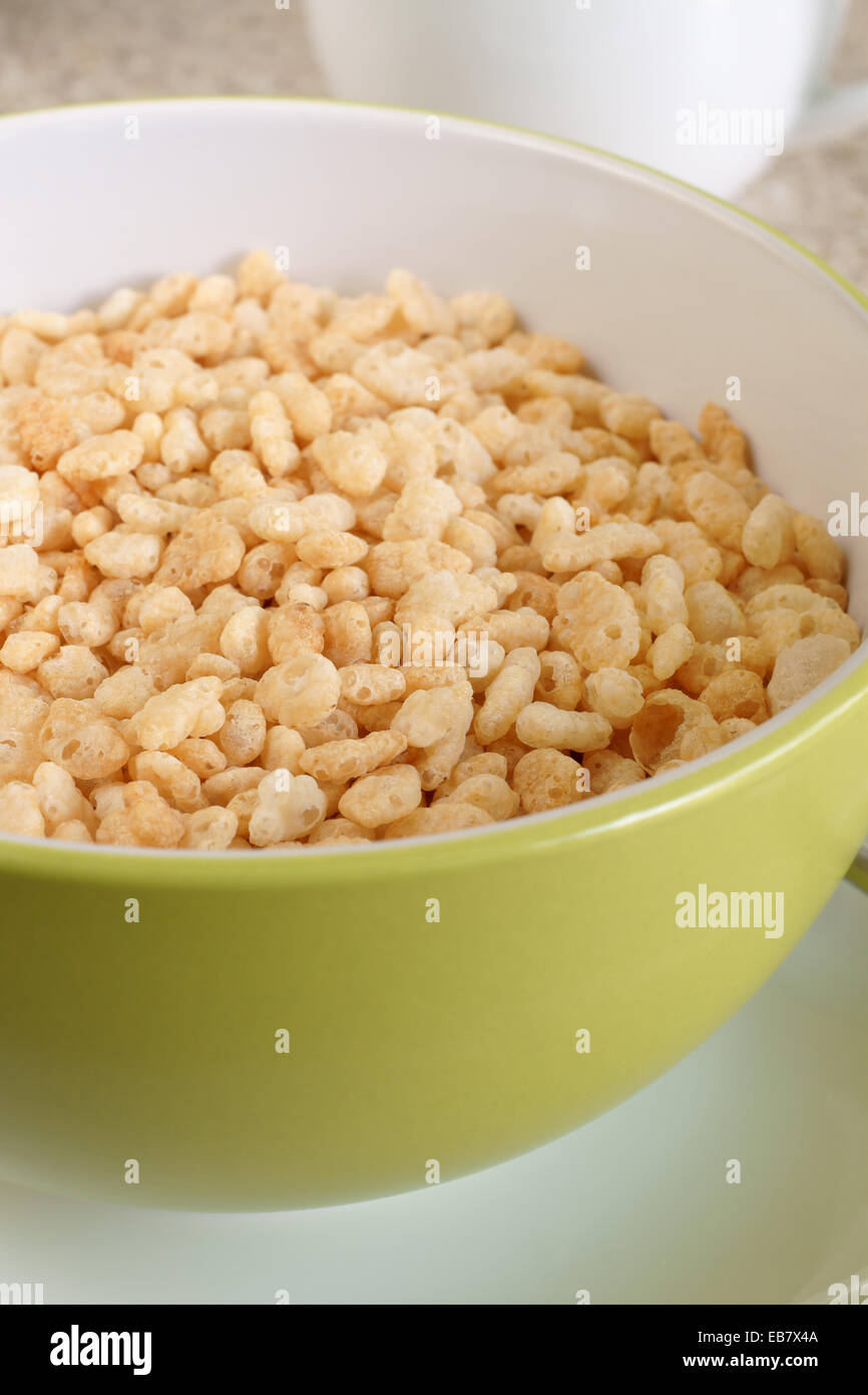 Rice krispies a popular puffed rice breakfast cereal in a breakfast