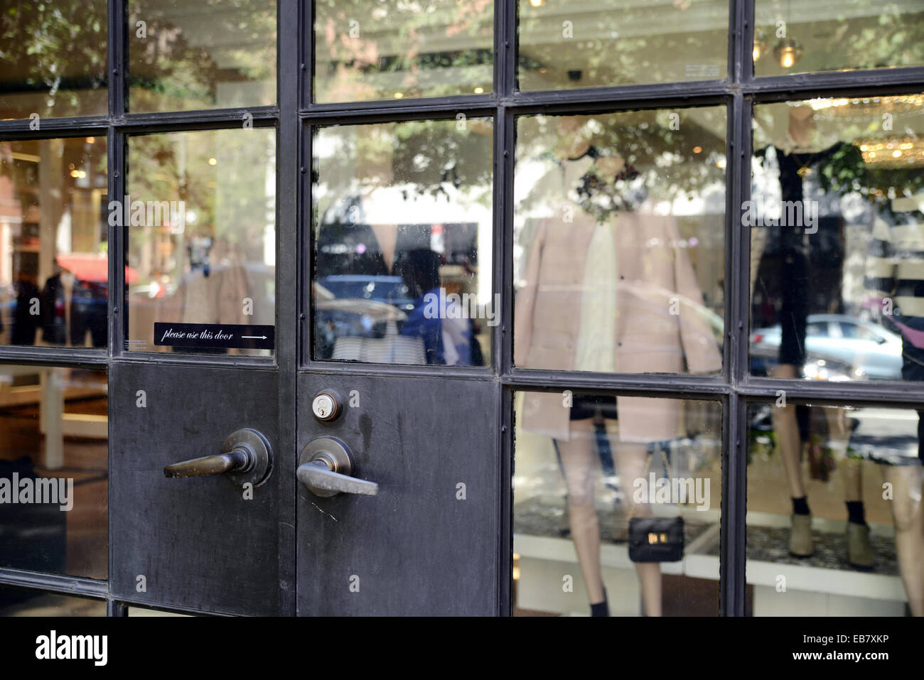 Windowed Entrance Door To A Women S Retail Store New York City