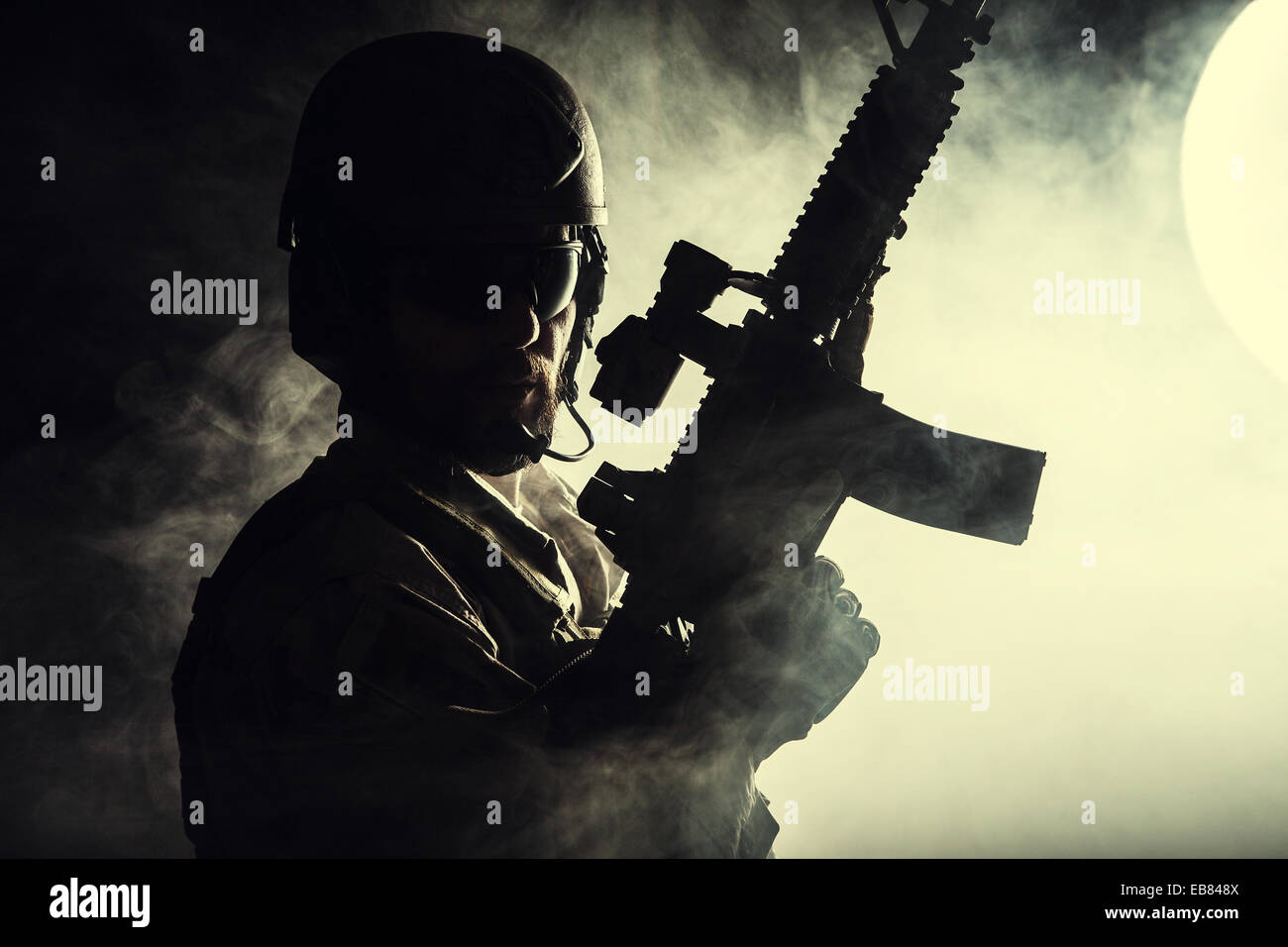 Bearded special forces soldier Stock Photo