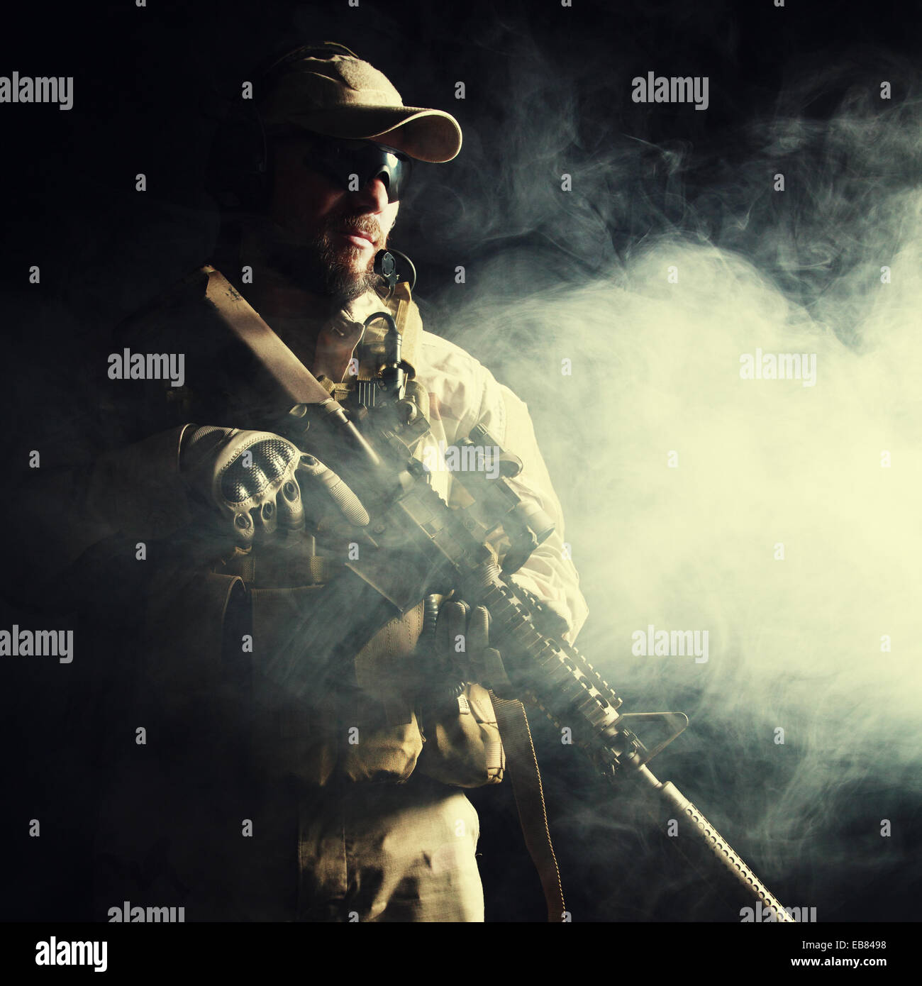 Bearded special forces soldier Stock Photo
