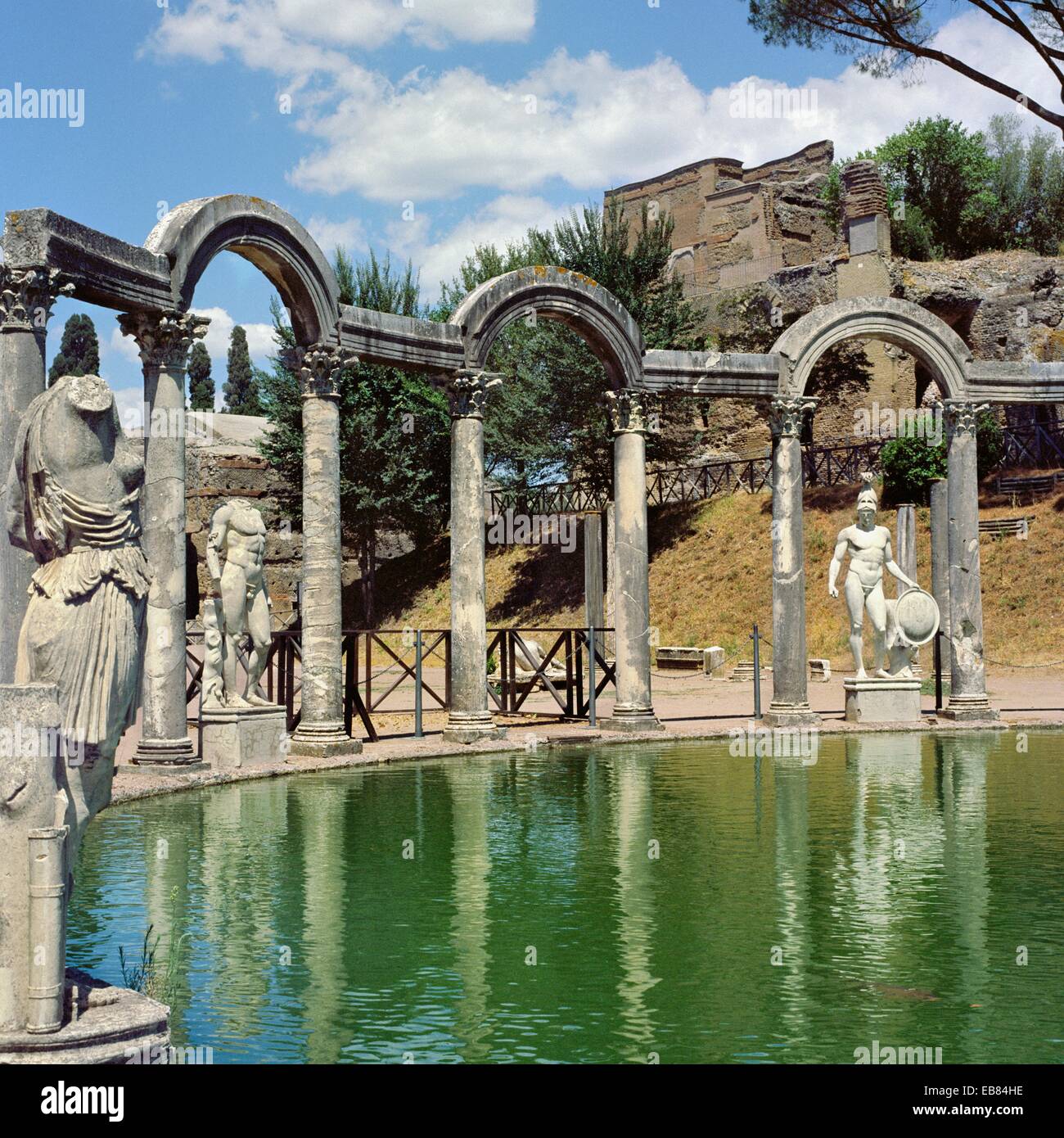 Italy, Lazio, Tivoli, Villa Adriana, Hadrian´s Villa, built on the order of  Emperor Hadrian the Pool of the Egyptian Canopus Stock Photo - Alamy