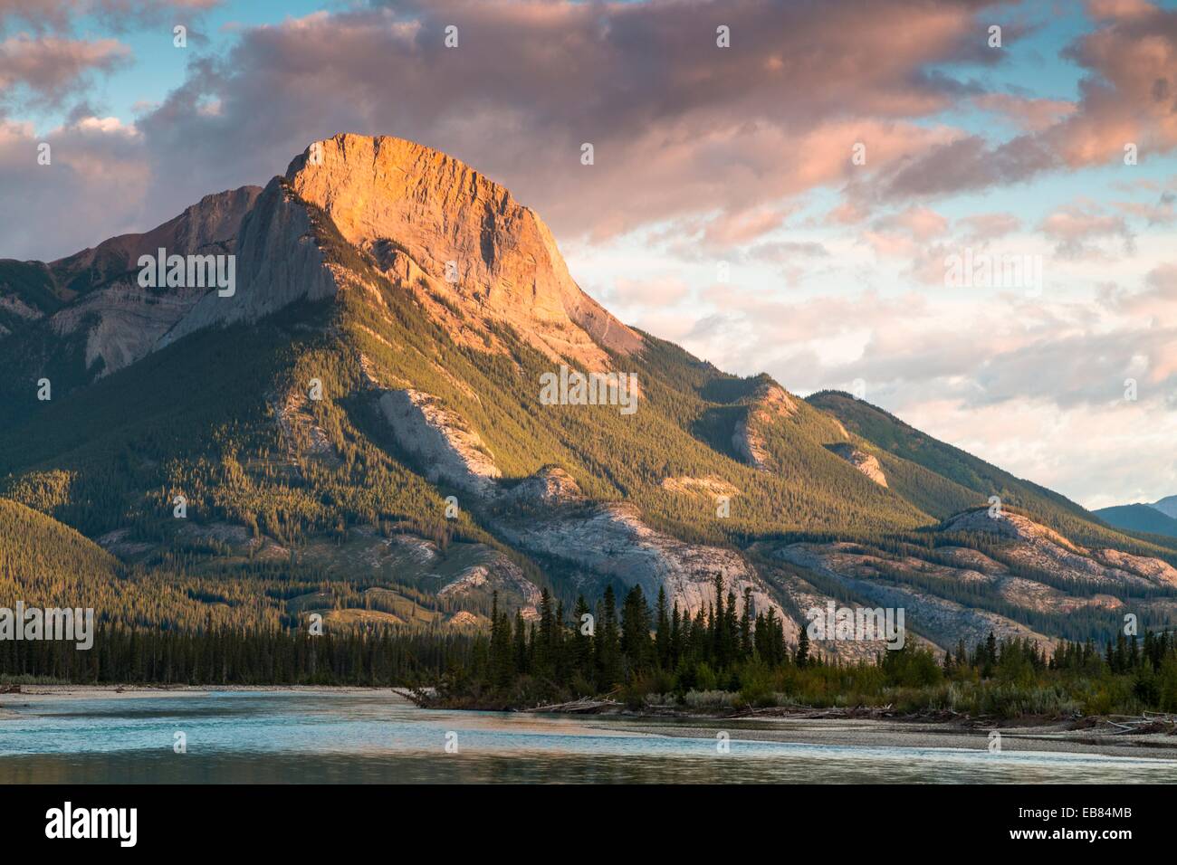 Sunrise over the Canadian Rocky Mountains in the Jasper National Park ...
