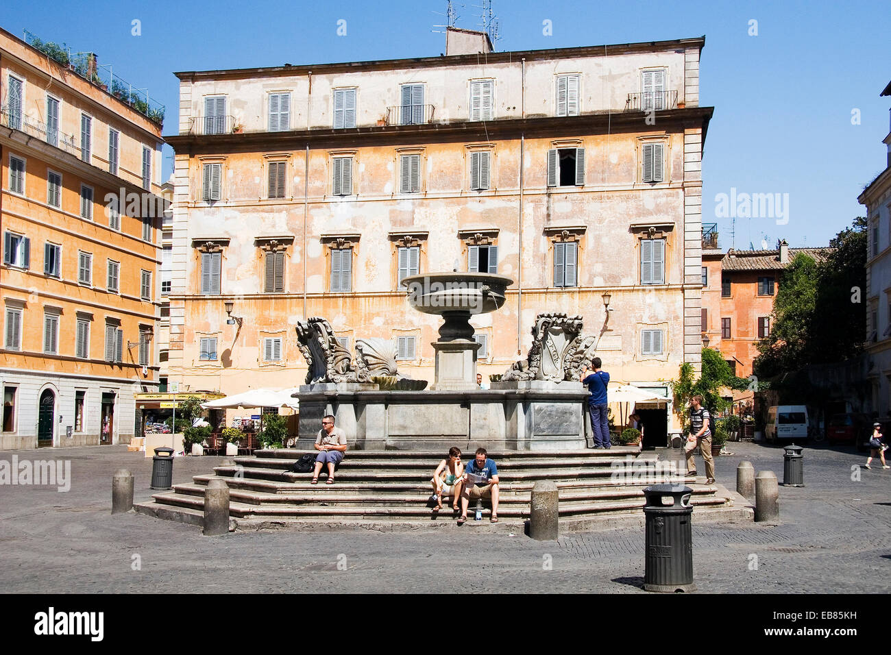 Santa Maria in Trastevere square, Trastevere neighborhood, Rome Stock Photo