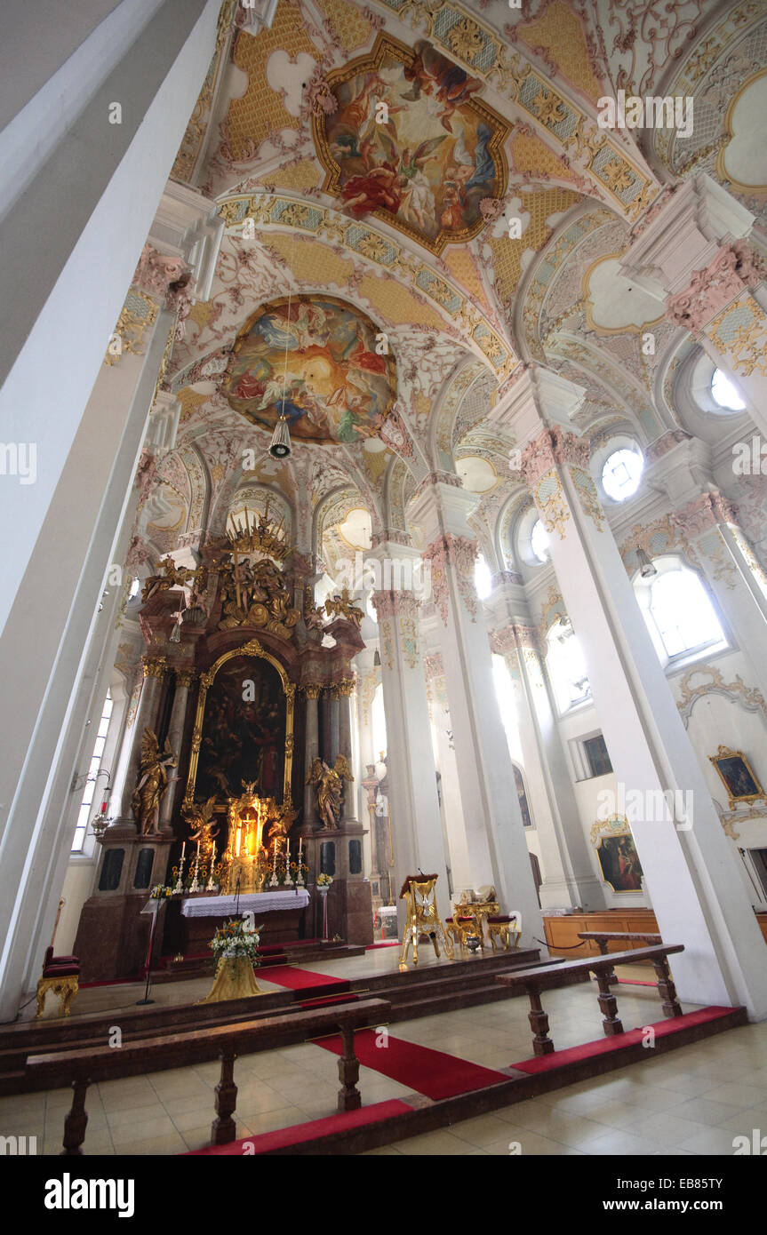 Germany, Bavaria, Munich, Heilig-Geist-Kirche, Holy Spirit Church, Interior View. Stock Photo