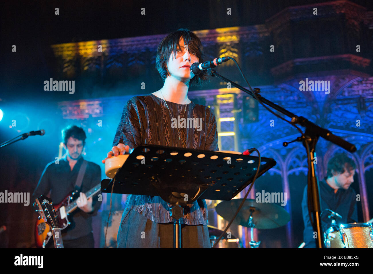 American singer songwriter Sharon Van Etten in concert at Manchester Cathedral, UK, 24 November 2014 Stock Photo