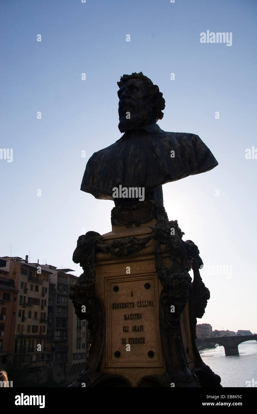 Benvenuto Cellini sculpture, ponte Vechio, Florence Stock Photo