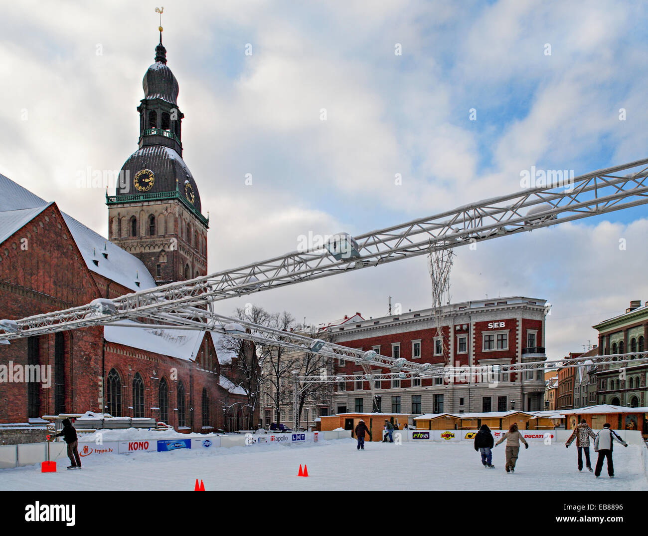 Riga, Latvia. Dom square. Skating rink, people Stock Photo - Alamy