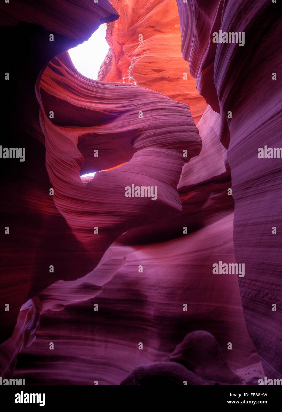 The colorful fluted walls of Lower Antelope Canyon formed through ...