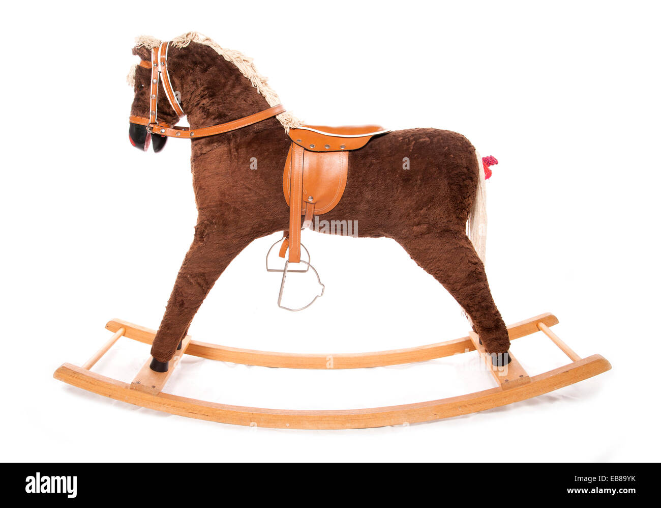 brown rocking horse studio cutout Stock Photo
