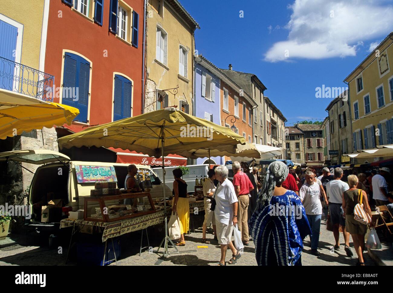Provencal market at BuislesBaronnies, Drome department, region of