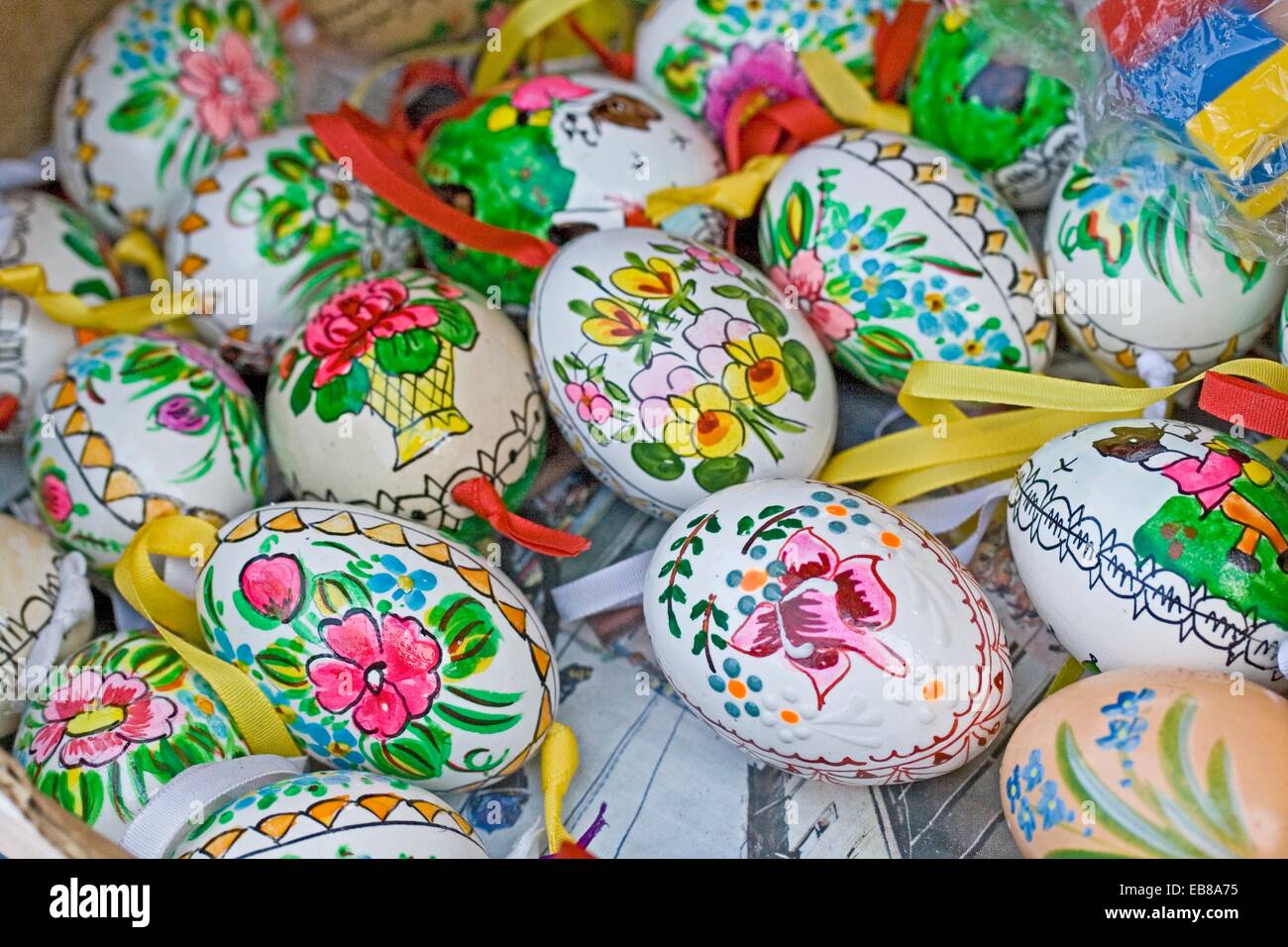 Hand painted Easter eggs in public market Hand painted decorated Easter