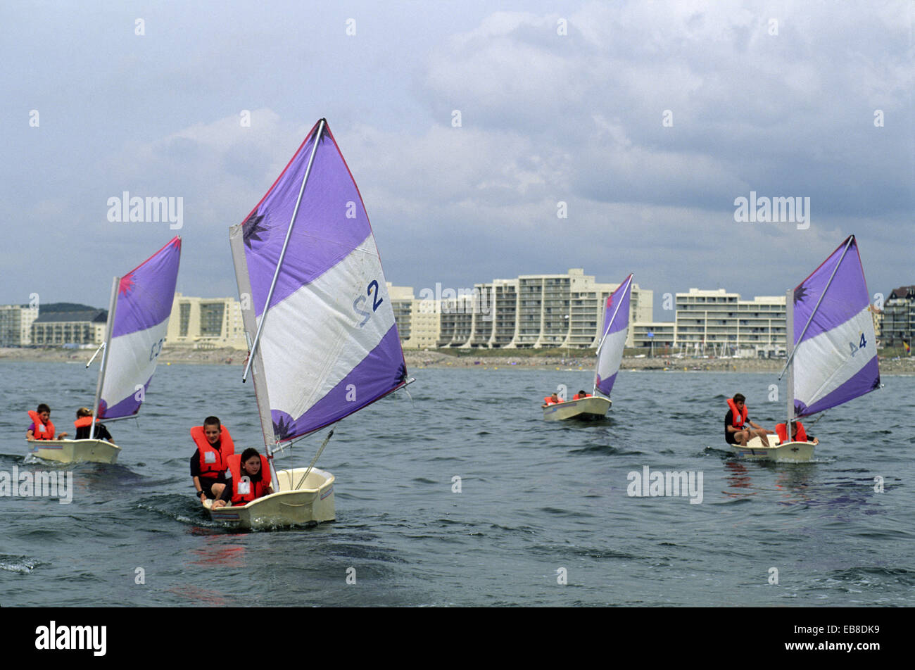 Optimist sailing dinghies, Hardelot, PasdeCalais department, NordPas