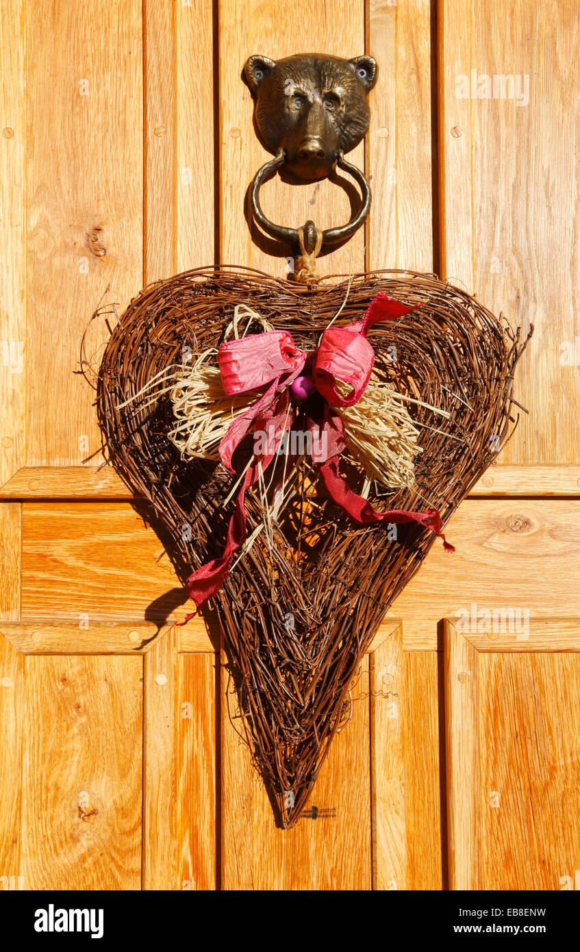 Hearth shape decor on the door Stock Photo