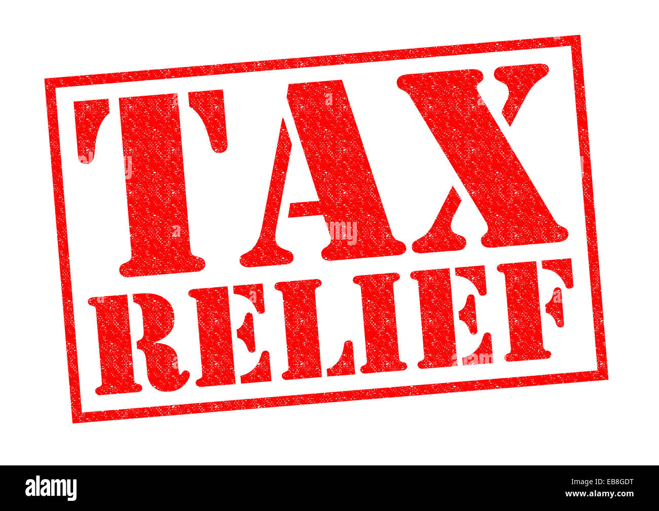 TAX RELIEF red Rubber Stamp over a white background. Stock Photo