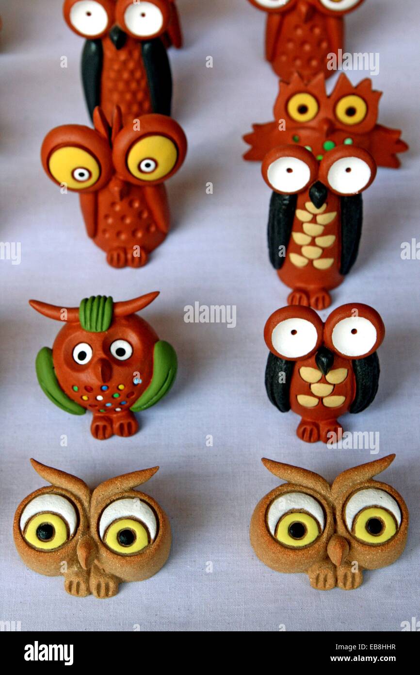 ceramic owls, decorative figurines Stock Photo Alamy