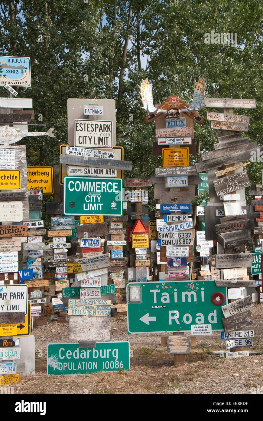 Canada, Yukon Territory, Watson Lake, Sign Post Forest Stock Photo Alamy