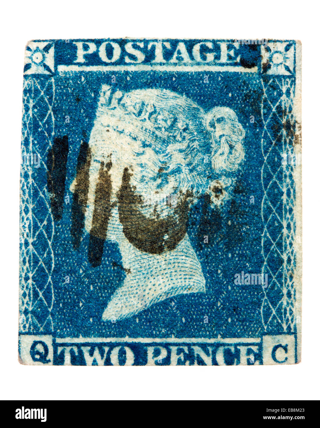 Queen Victoria 2d blue postage stamp Stock Photo Alamy