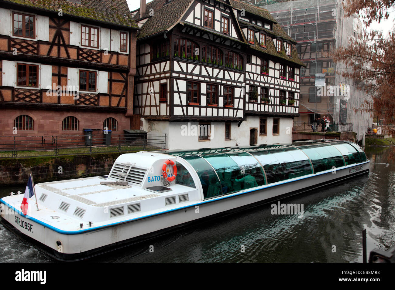 Petite France canal boat Strasbourg. Stock Photo