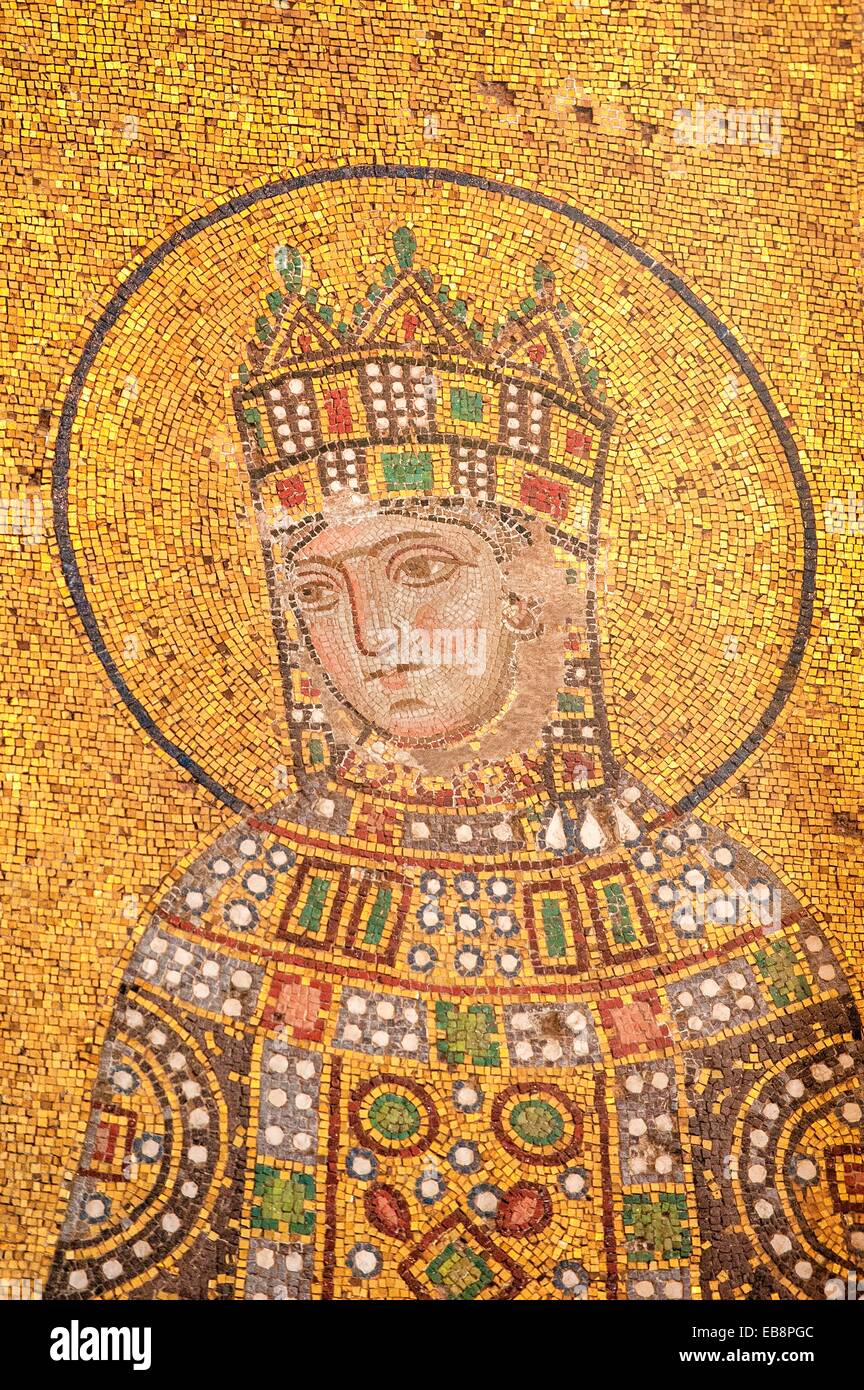Hagia Sophia Detail of the Empress Zoe mural mosaic representing the