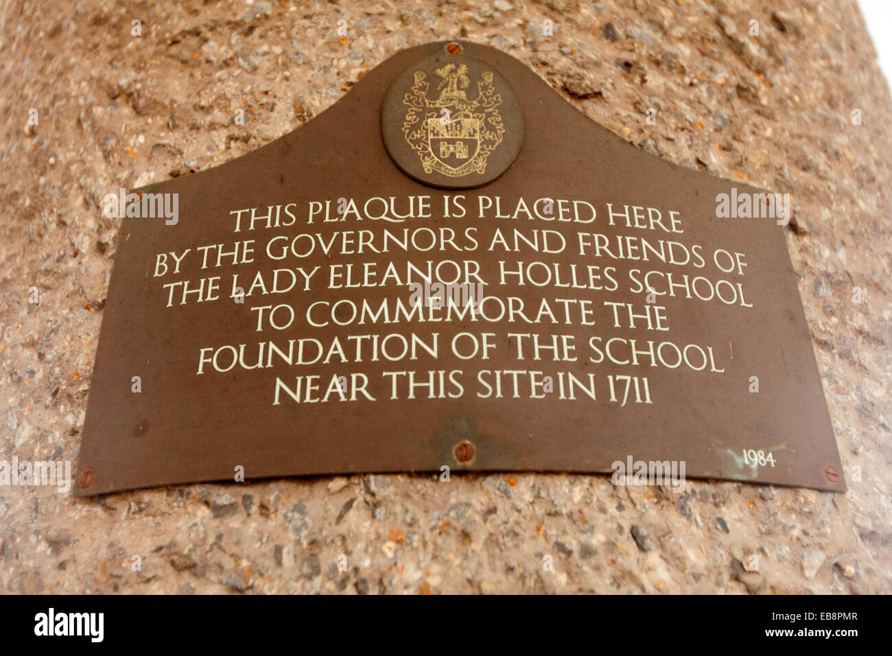 Holles school plaque ,Barbican Center, London, England, United Kingdom. Stock Photo