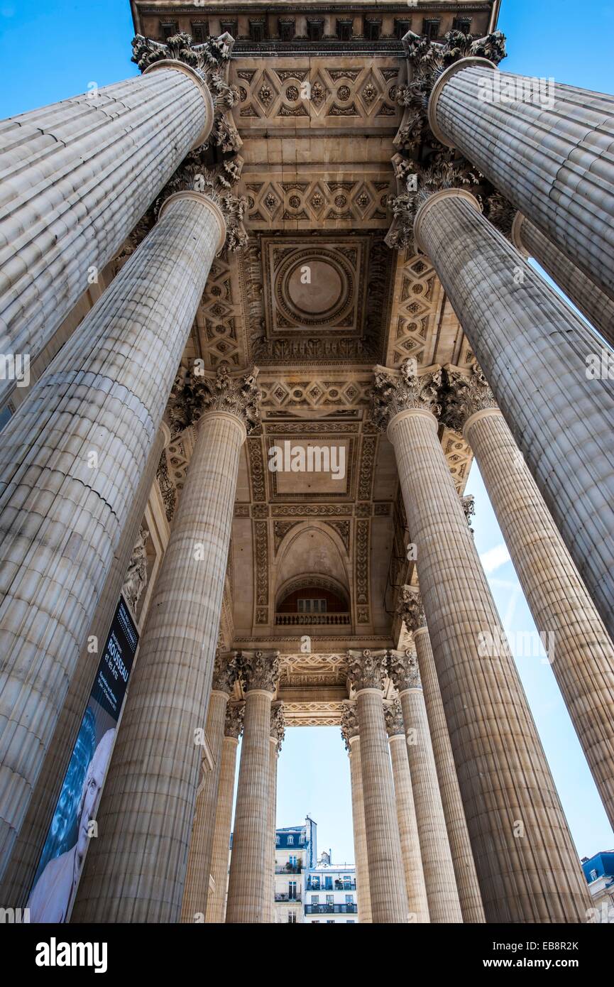 Pantheon, Corinthian columns of the entrance, Paris, France Stock Photo