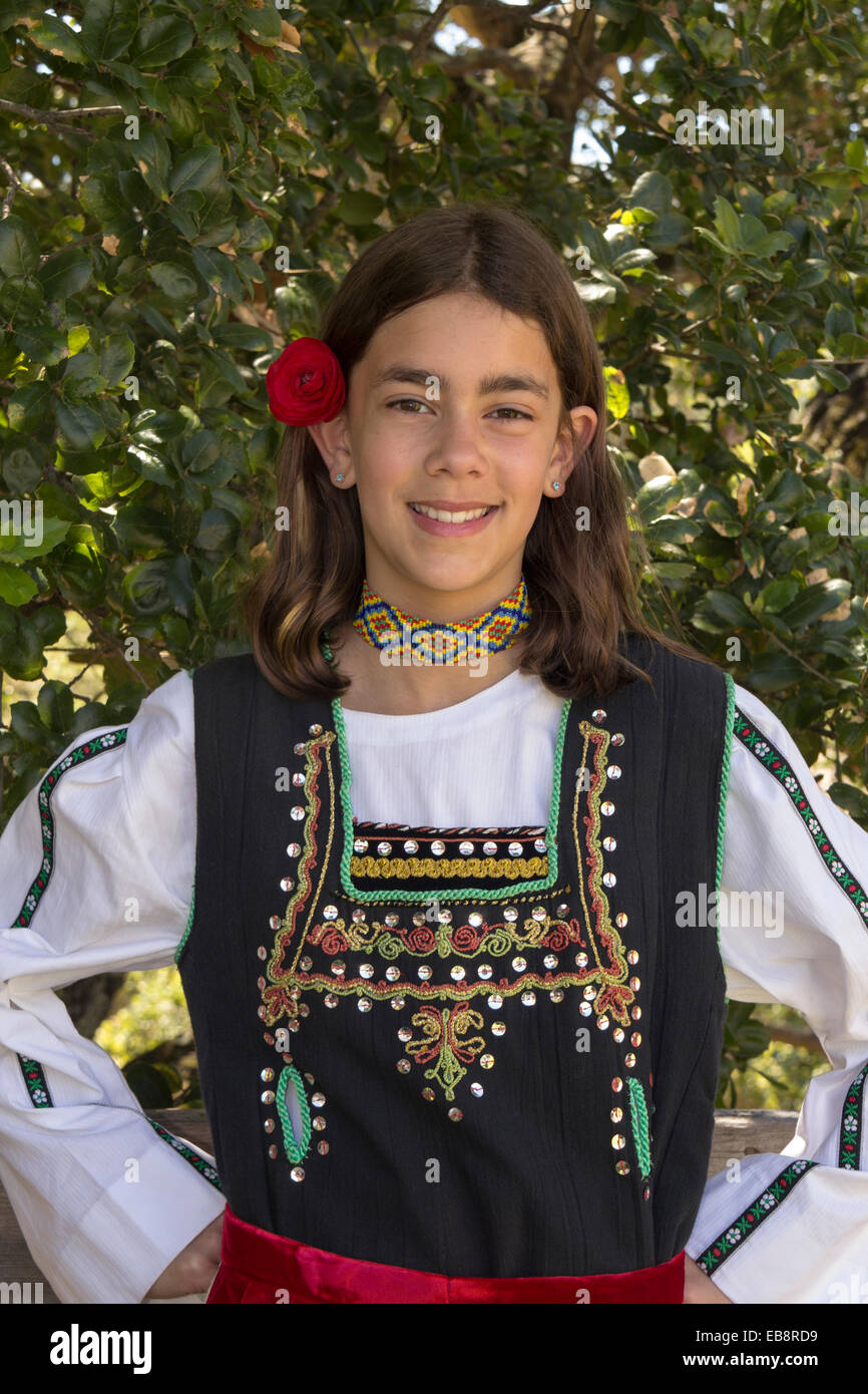 1, one, Greek-American girl, Greek-American, girl, dancer, folk dancer, Marin Greek Festival, Novato, Marin County, California Stock Photo