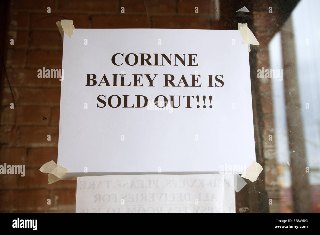 Corinne Bailey Rae sold out sign at the Gypsy Tea Rooms venue , Deep Ellum, Dallas, Texas, United States of America. Stock Photo