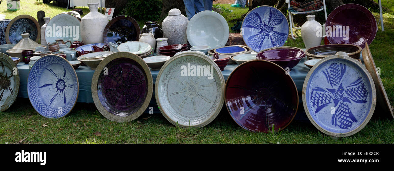 Ceramic ware and pottery items on sale at the Kirstenbosch Craft Market