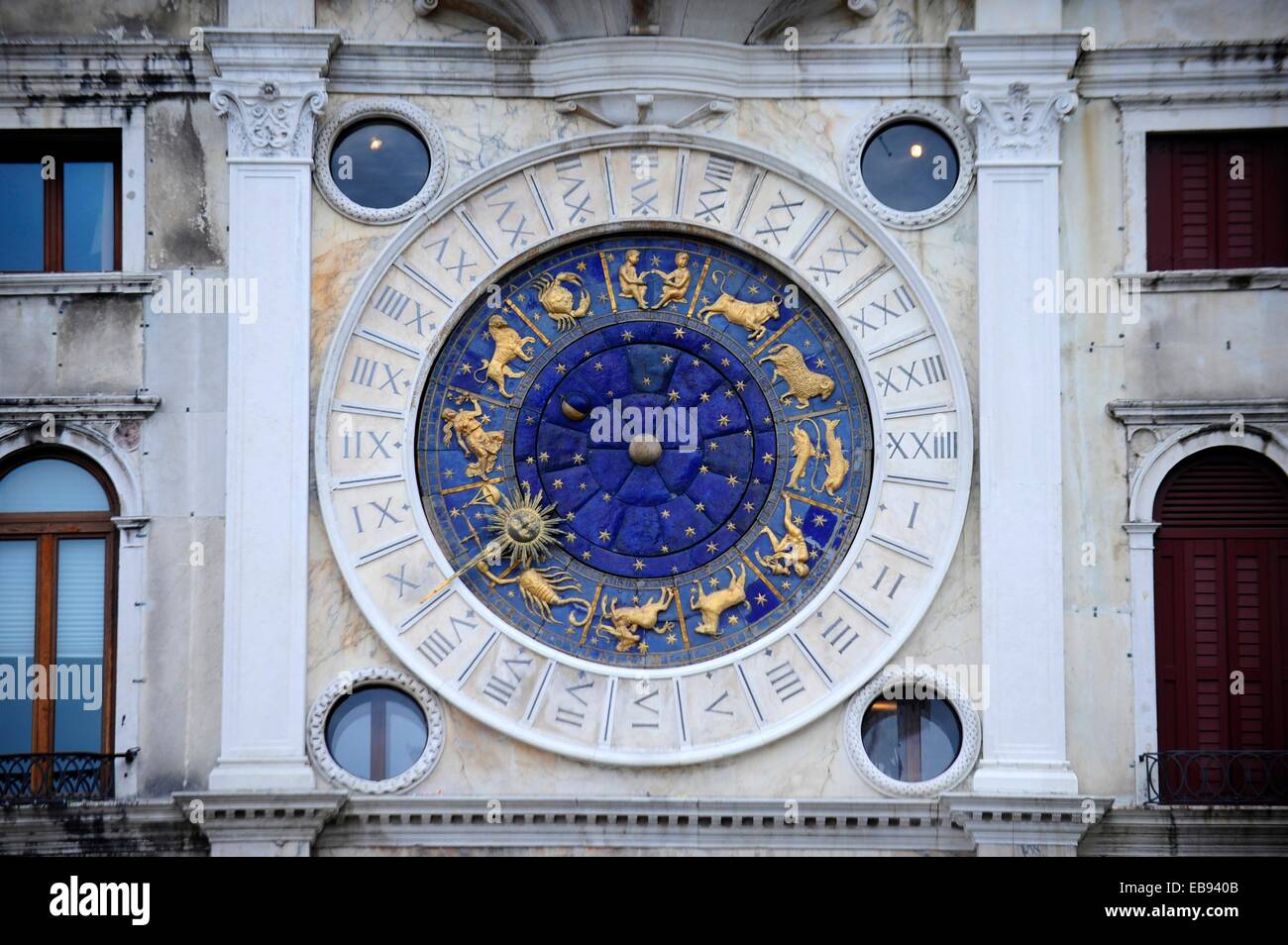 Clock housed in the Clocktower,Piazza San Marco in Venice,Italy,Europe Stock Photo