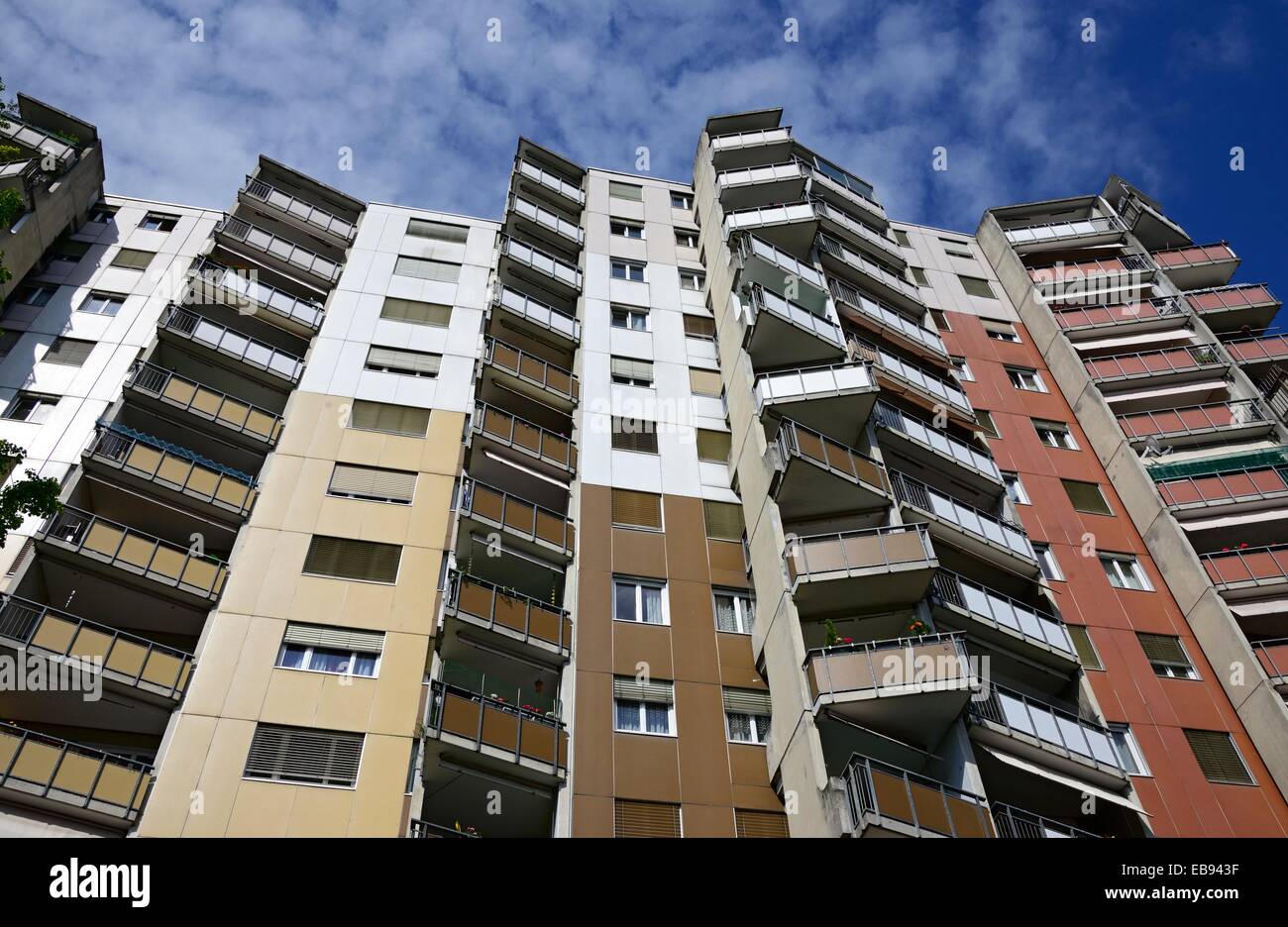 Facade of high-rise residential building, flats, apartments, Les Stock