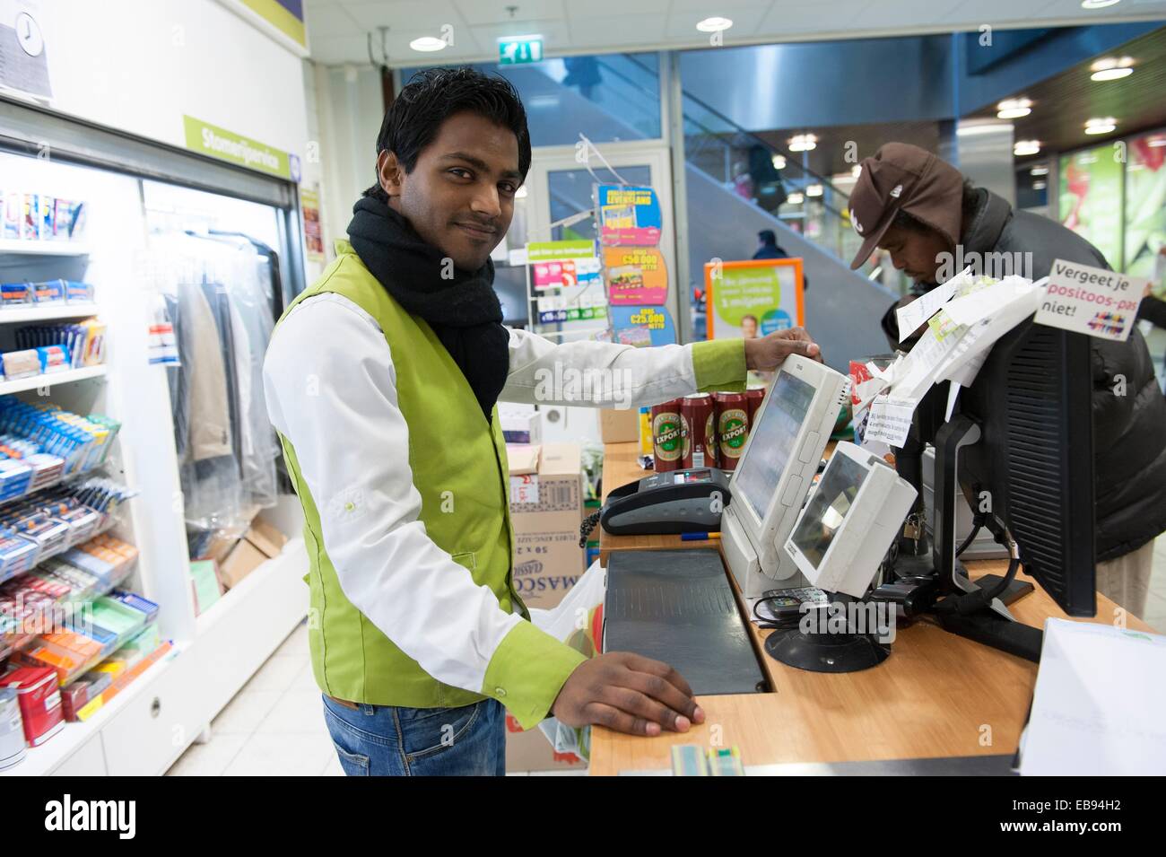 working a cash register