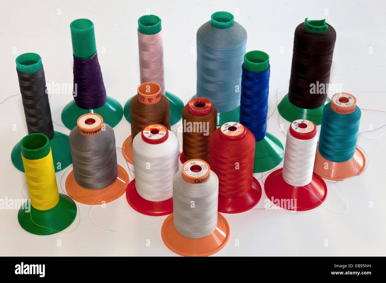 Sewing thread reels Stock Photo Alamy