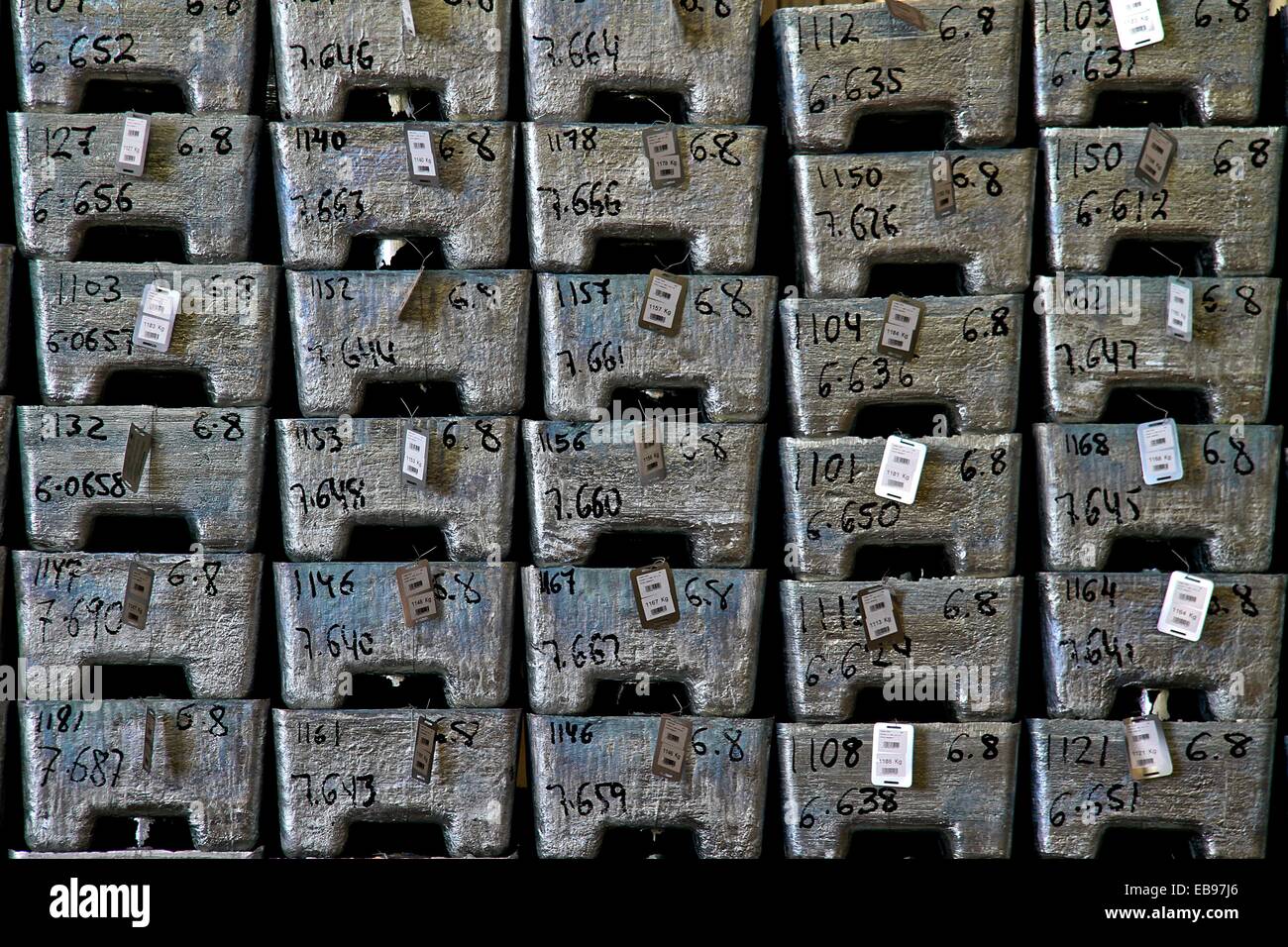 Zinc Blocks at Aviles Harbour, Asturias, Spain Stock Photo Alamy