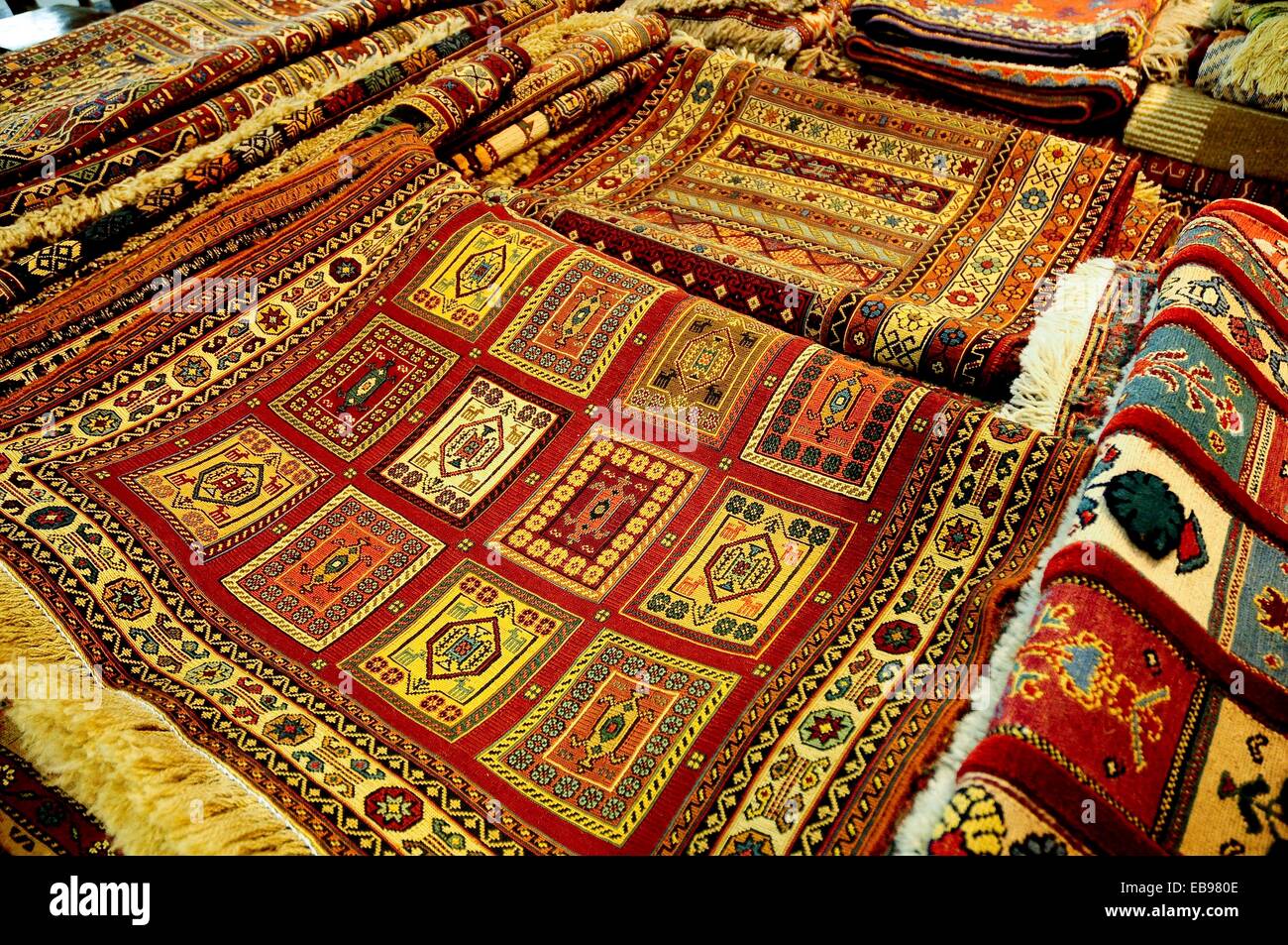 Souvenir carpet and jewelry antique shop, Jordan, Middle East Stock