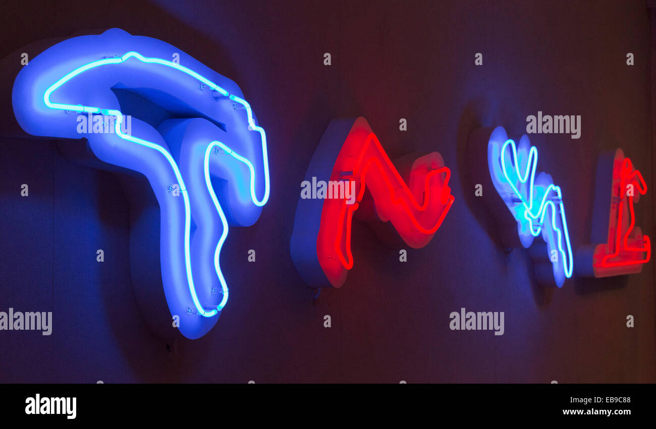 Formula 1 circuits - neon sign. Angela Palmer’s solo exhibition