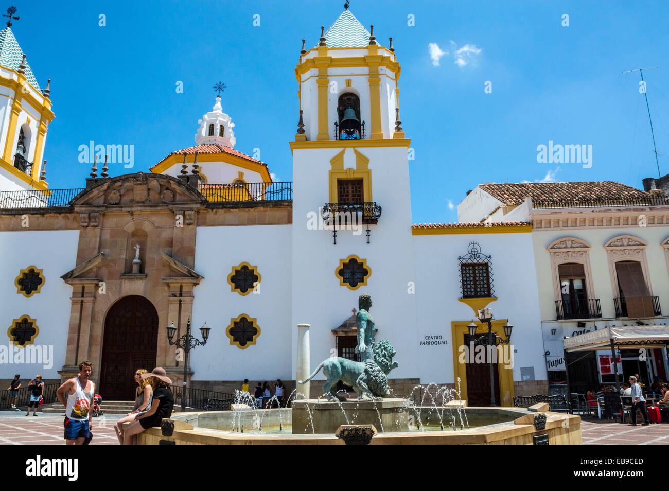 A view of he square in Ronda, Andalucia, Spain Stock Photo