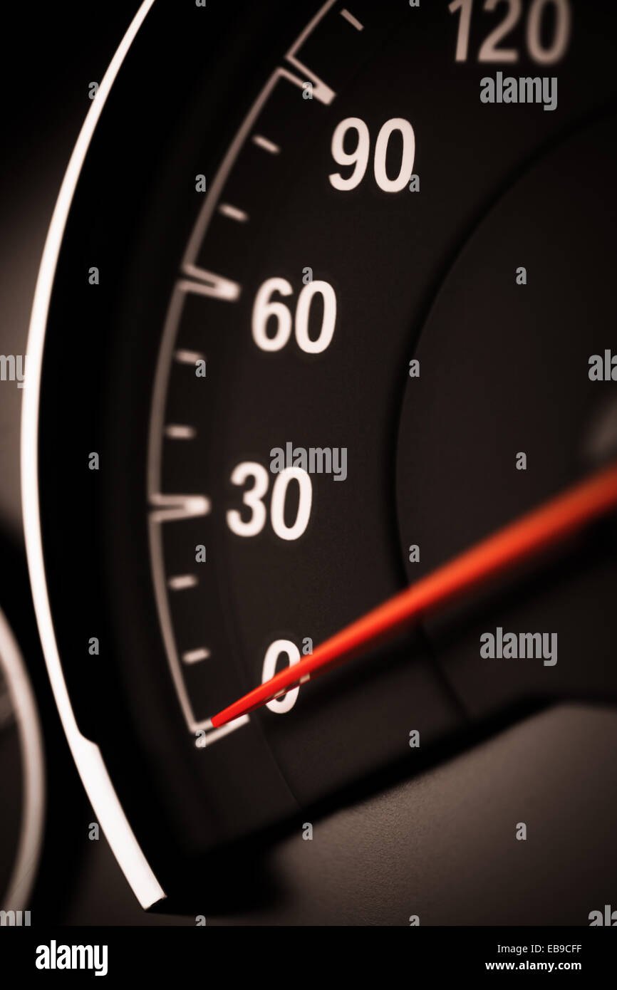 Close up shot of a speedometer in a car Stock Photo Alamy