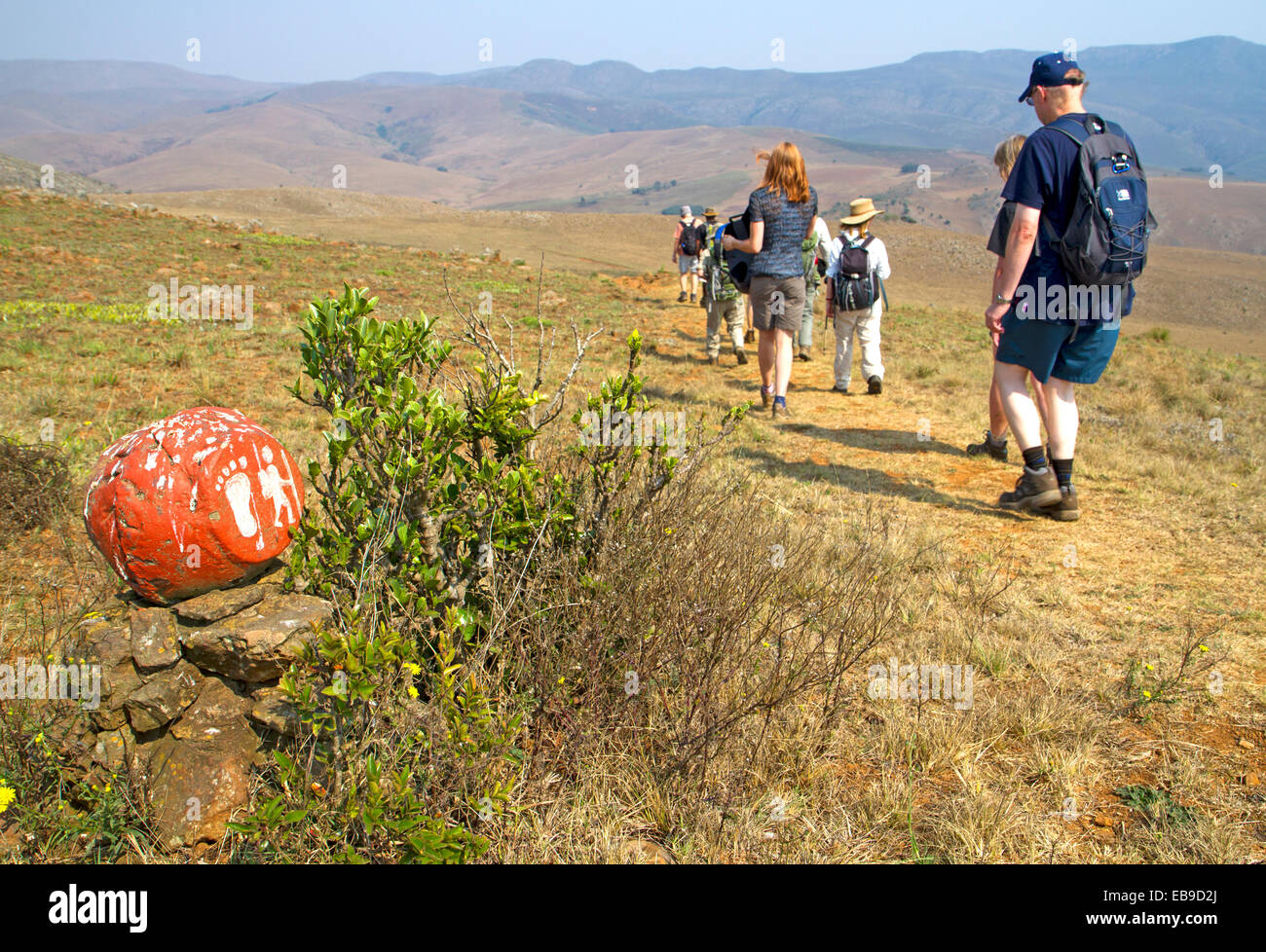 Hikers in Malolotja Nature Reserve Stock Photo