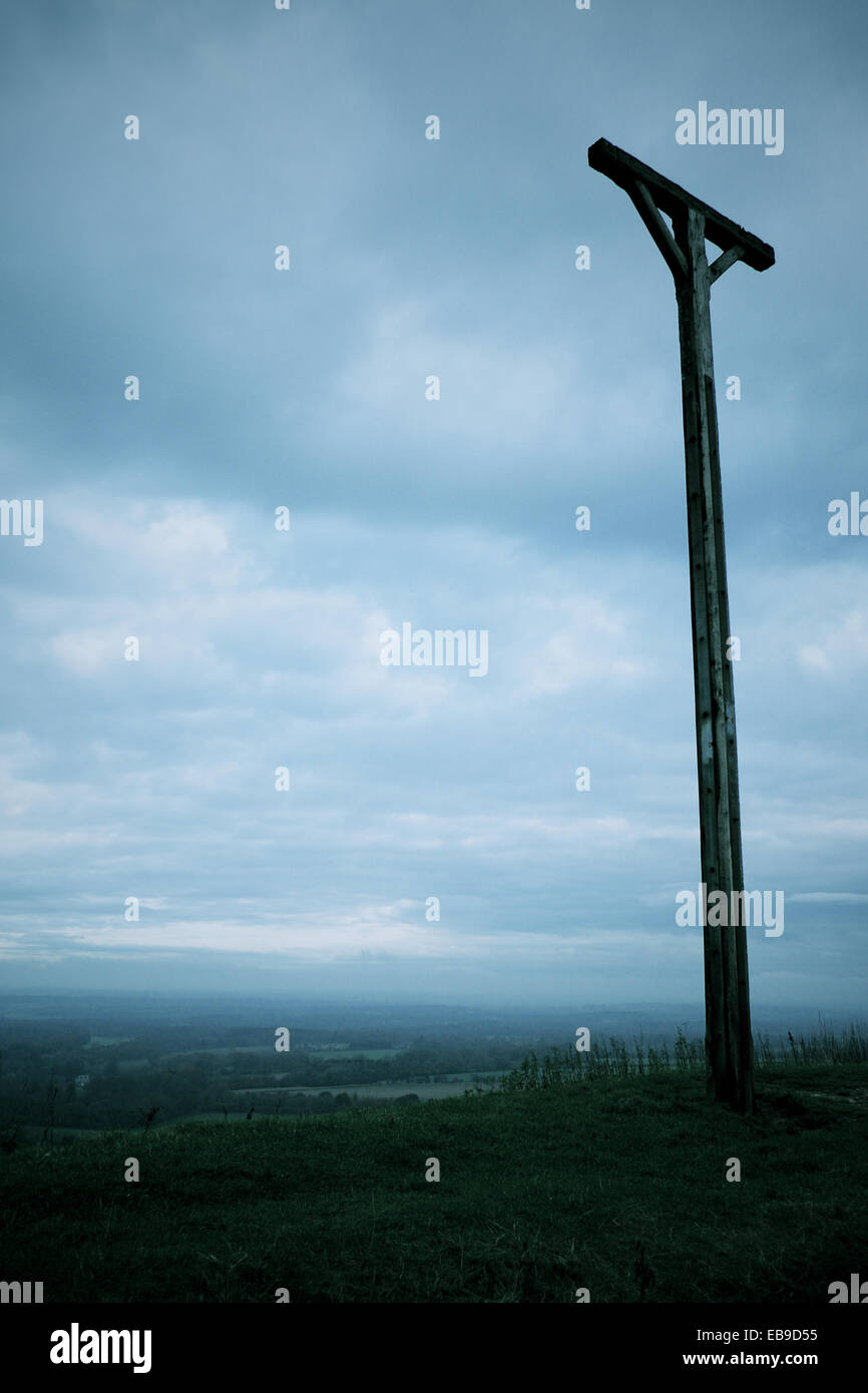 Combe Gibbet Gallows, Gallows Down, Walbury Hill, Inkpen, Berkshire Stock Photo