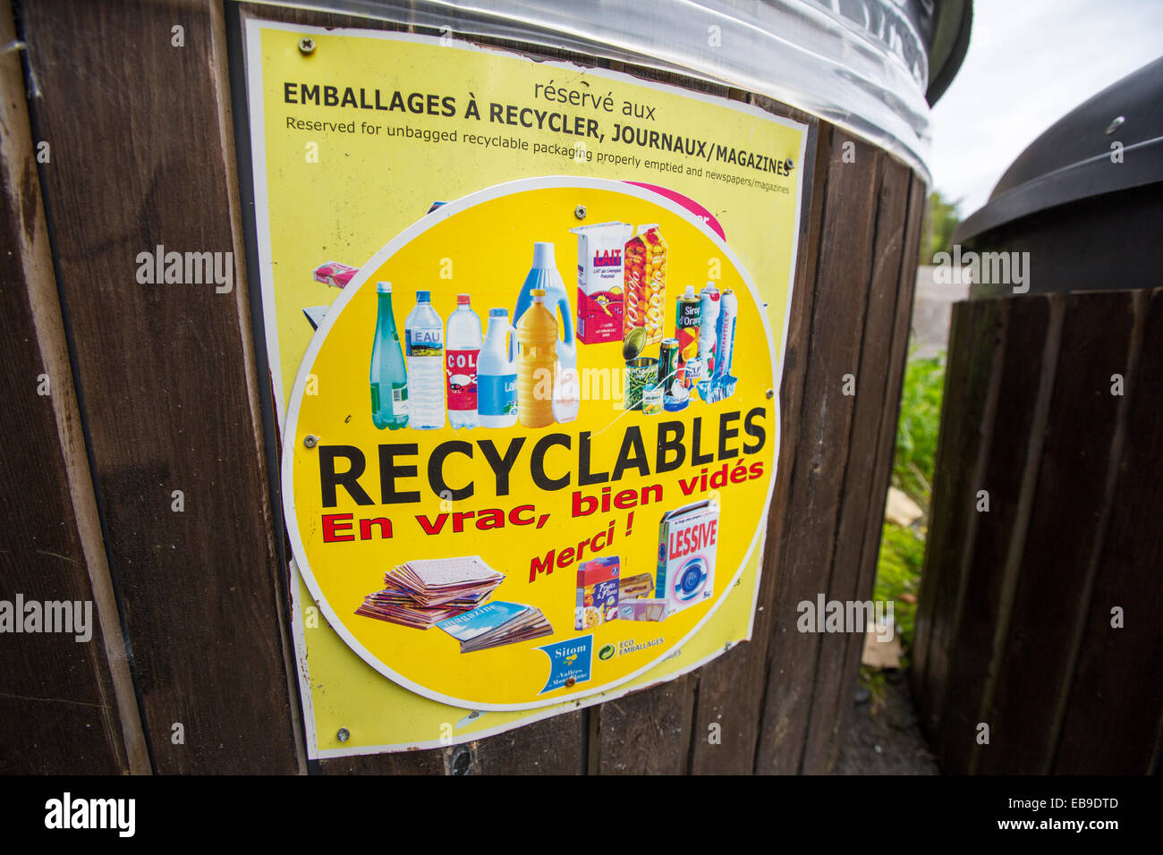 Bins for recycling in les Houches, France Stock Photo Alamy
