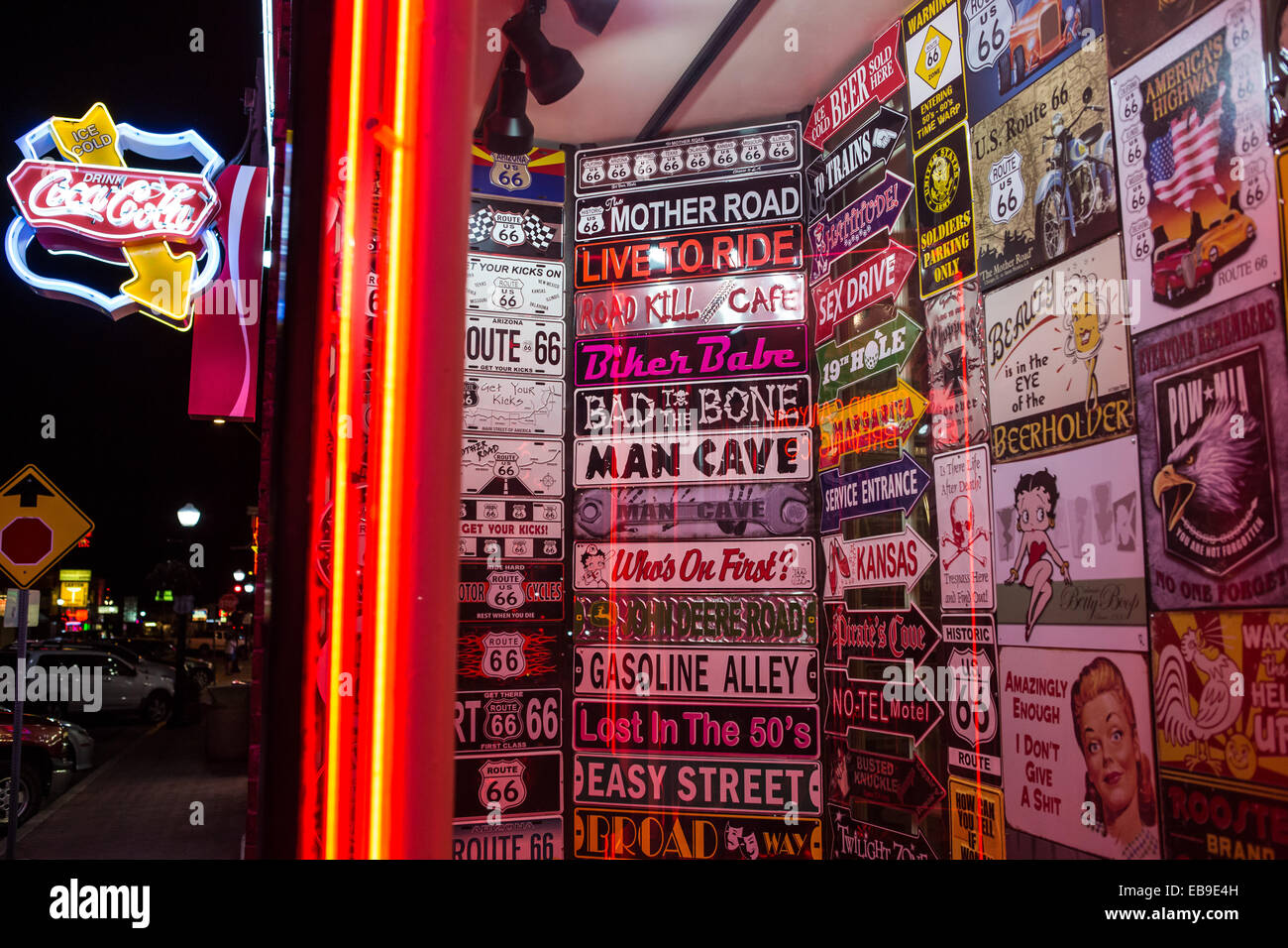 Neon signs on the famous route 66 in Williams Stock Photo Alamy
