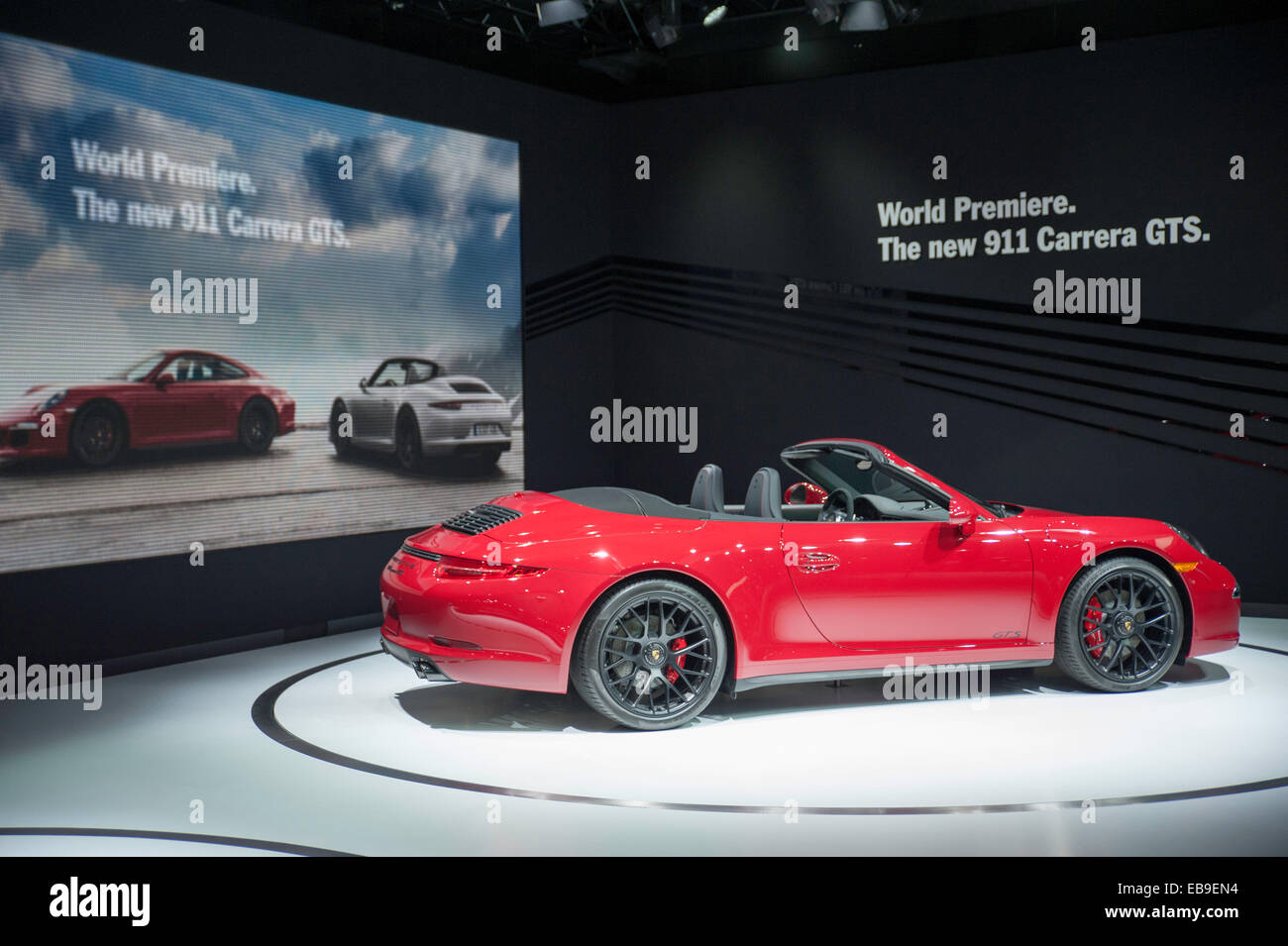 World Premiere of the 2015 Porsche 900 Carrera GTS on display at the 2014 LA Auto Show Stock Photo